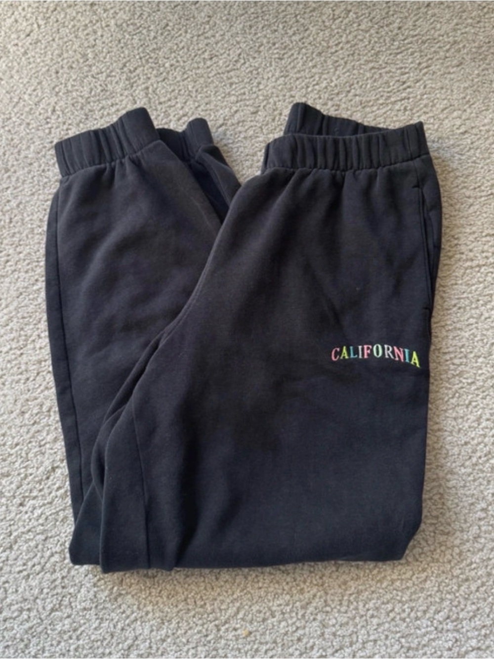 Hollister Black Sweatpants with Rainbow "California" Embroidery streetwear